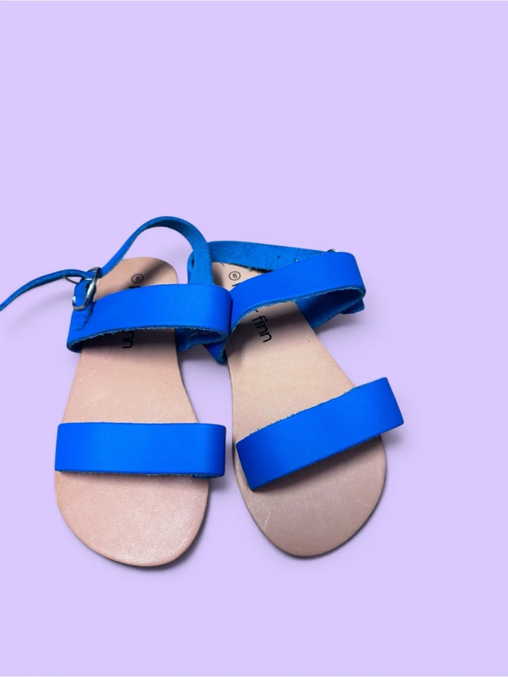 PiperFinn Bright Blue Leather Flat Sandals